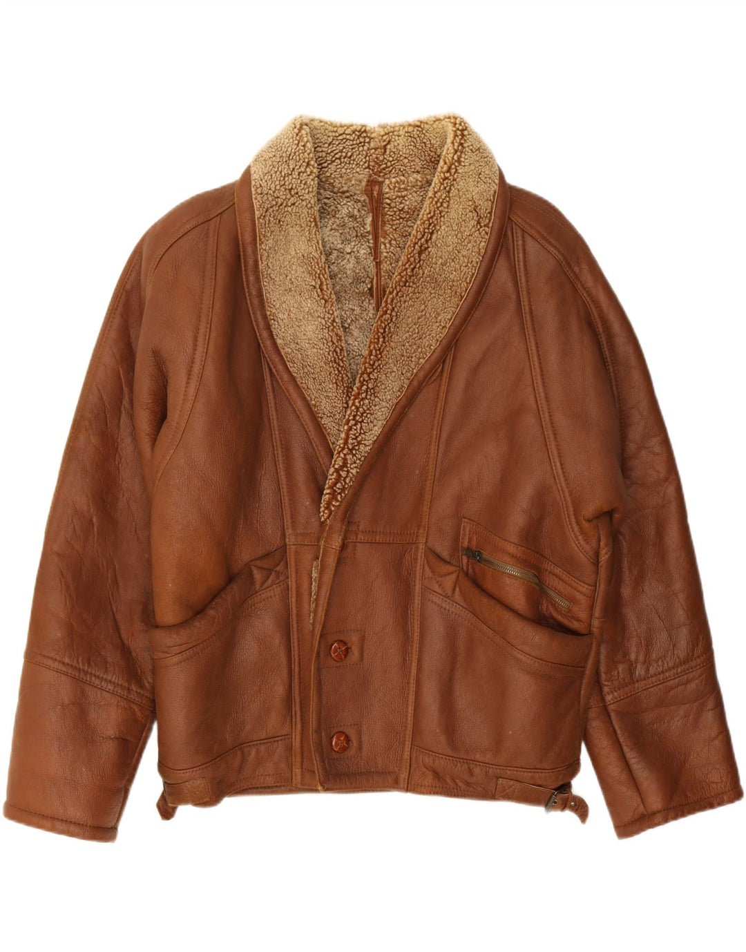 VINTAGE Shearling-jakke til mænd UK 42 XL Brun