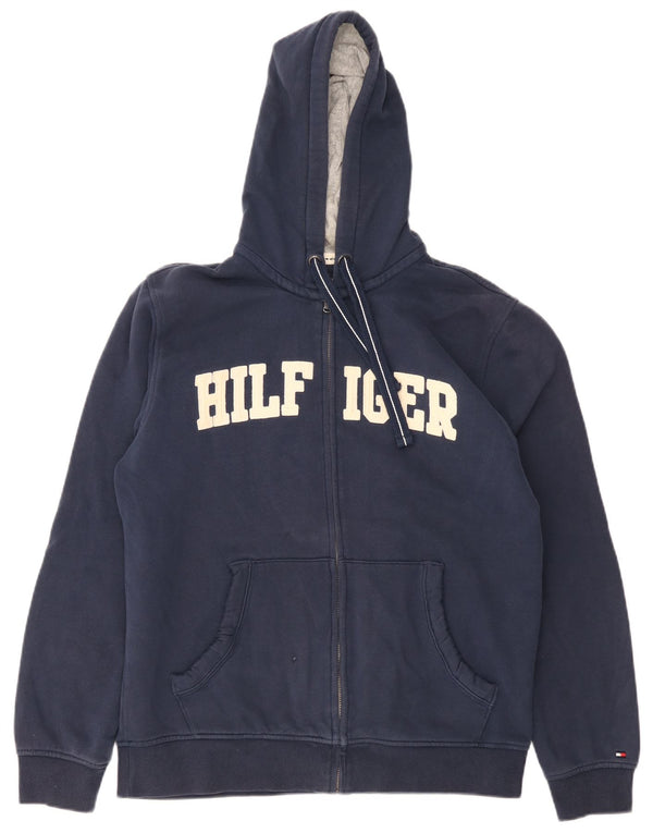 Tommy Hilfiger Herre grafisk hættetrøje med lynlås Stor marineblå bomuld