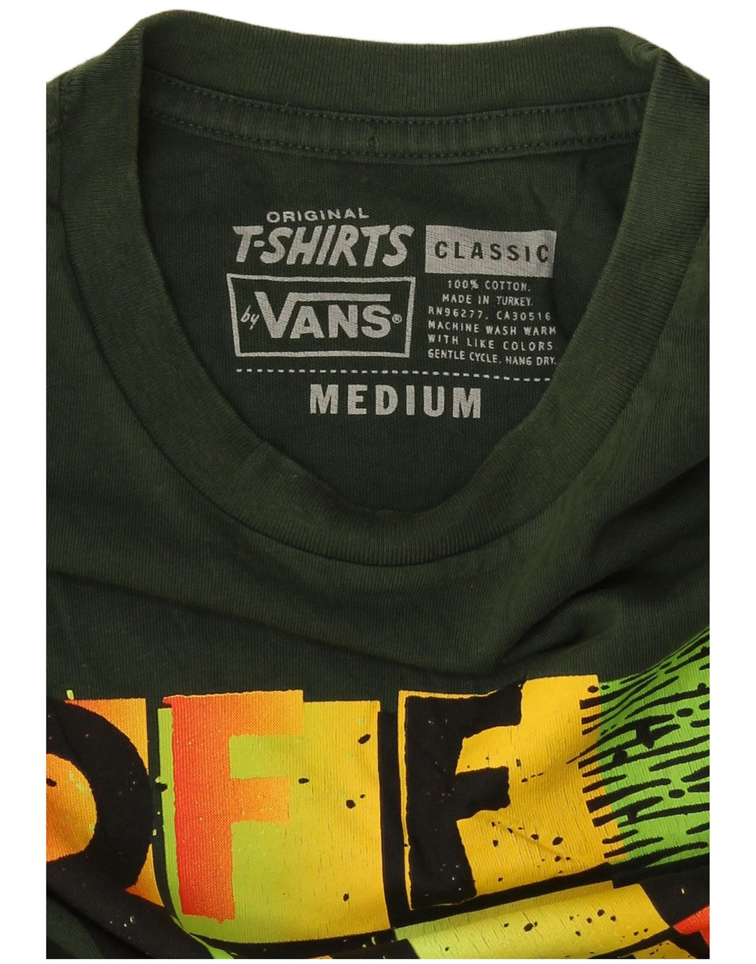 Vans Herre Klassisk grafisk T-shirt Top Medium Grøn Colourblock Bomuld