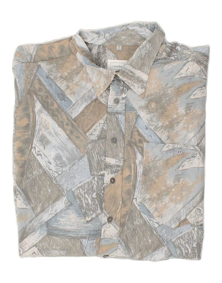 CANDA Mens Abstract Pattern Shirt Size 43/44 XL Grey Viscose Vintage Canda and Second-Hand Canda from Messina Hembry 