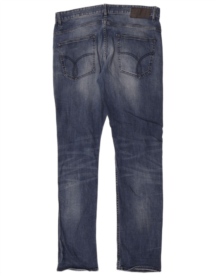 Calvin Klein Herre Slim Jeans W34 L34 Blå Bomuld