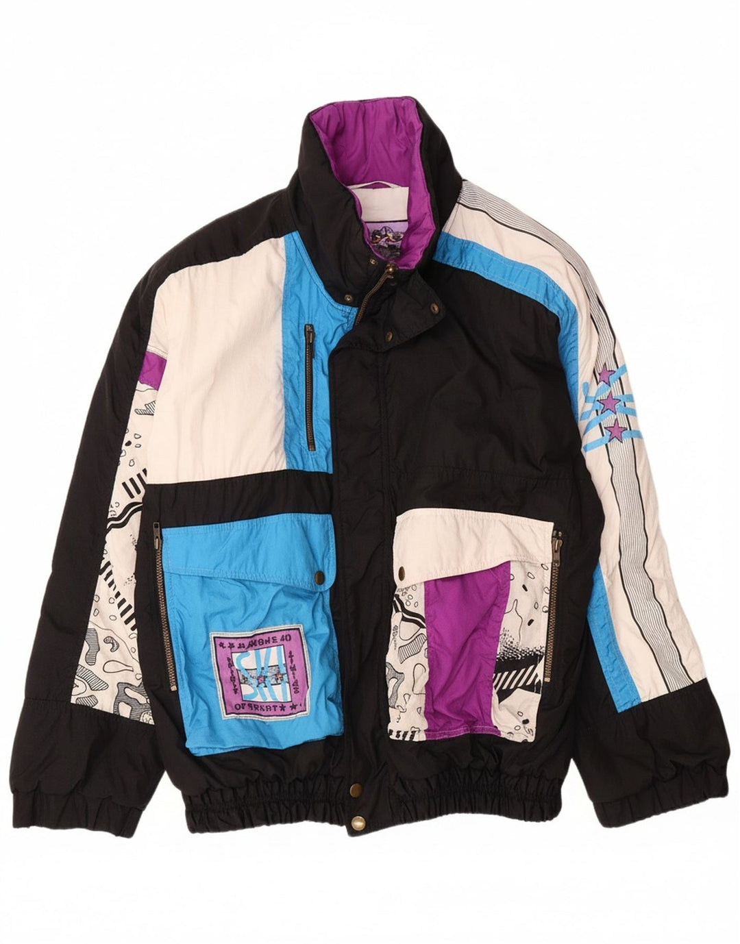 CARSON Mens Windbreaker Jacket IT 50 Large Black Colourblock