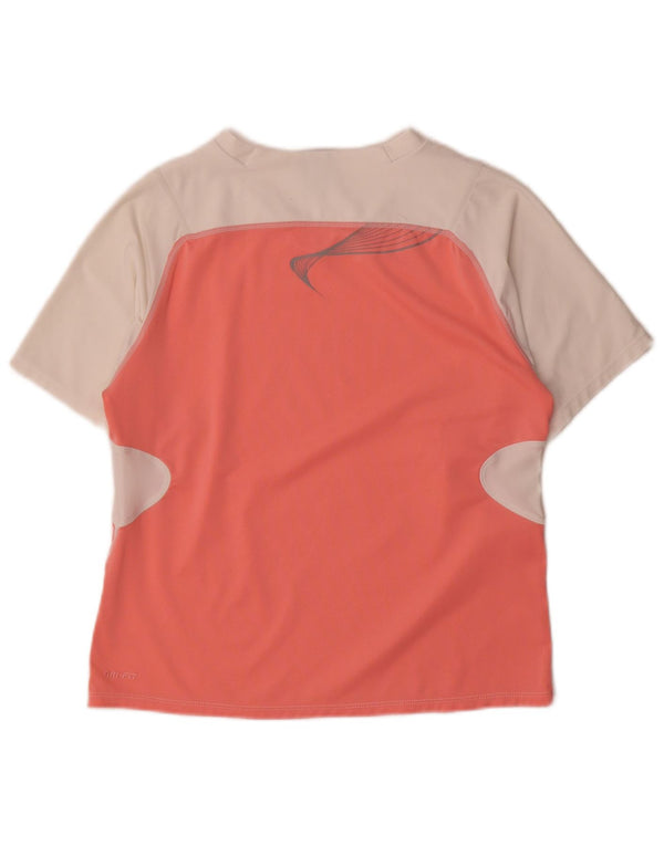 Nike Dame Dri Fit T-Shirt Top UK 16/18 XL Hvid Colourblock