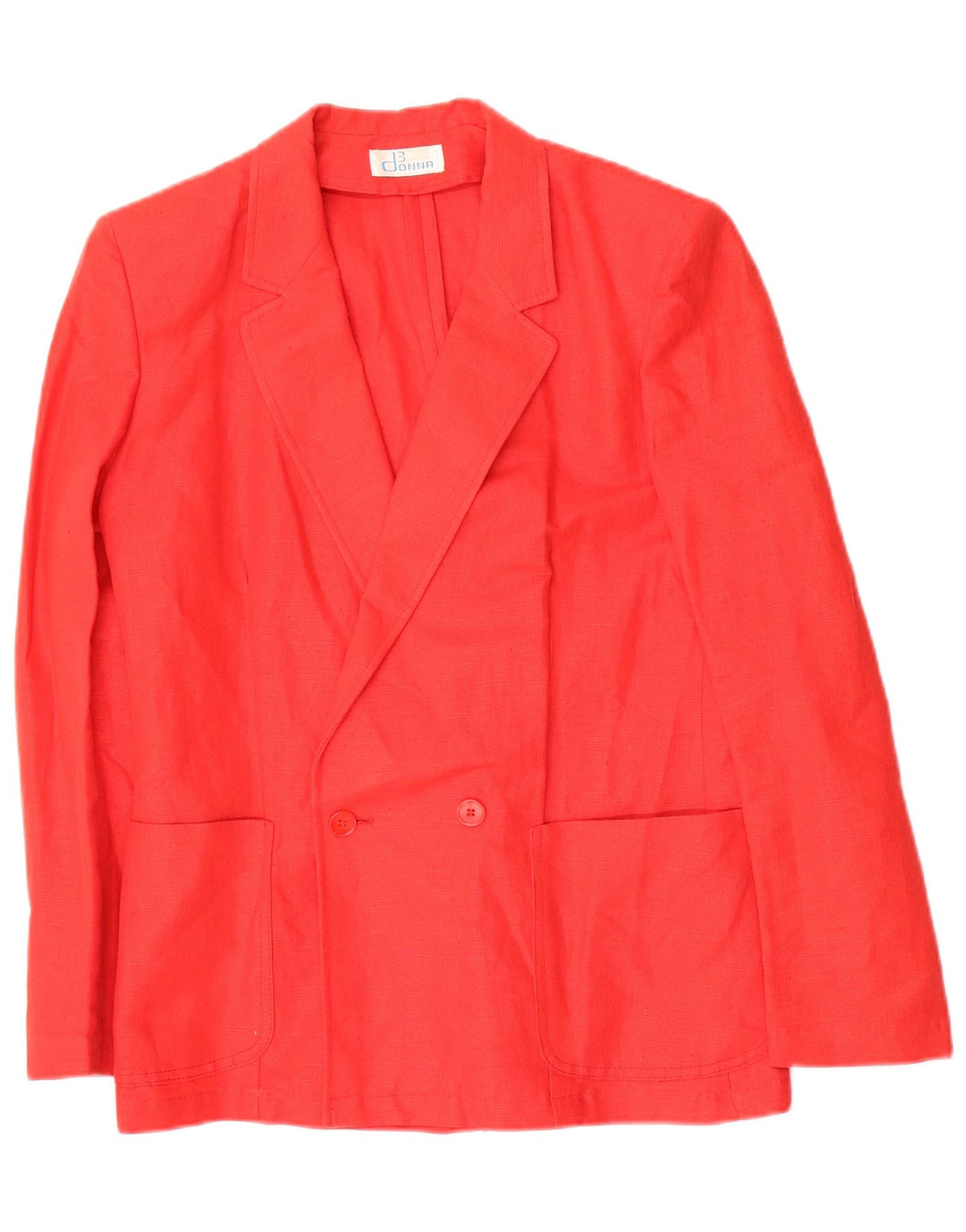 Vintage Dame Dobbeltradet Blazer Jacket IT 46 Large Red Linen