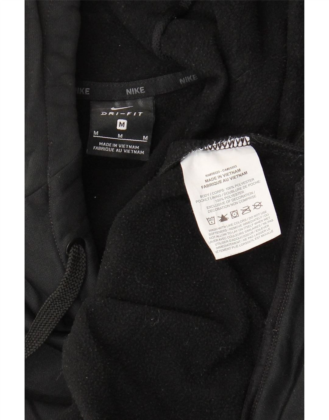 Nike Herre Dri Fit Grafisk Hoodie Jumper Medium Sort Polyester