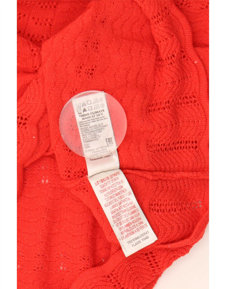 Marks & Spencer Dame V-hals sweater UK 14 Medium Rød Polyester