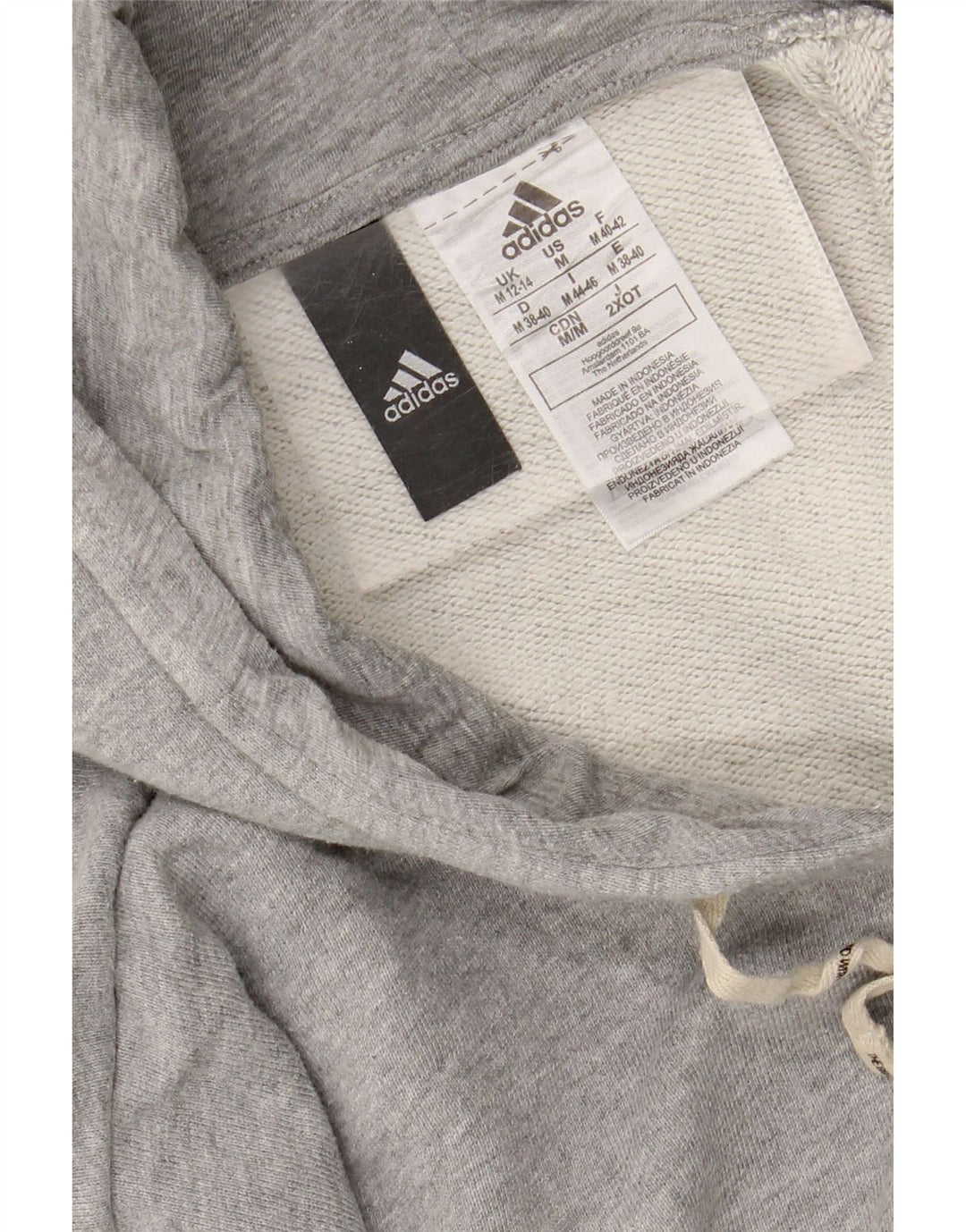 ADIDAS Womens Oversized Hoodie Jumper UK 12/14 Medium Grey Cotton Vintage Adidas and Second-Hand Adidas from Messina Hembry 