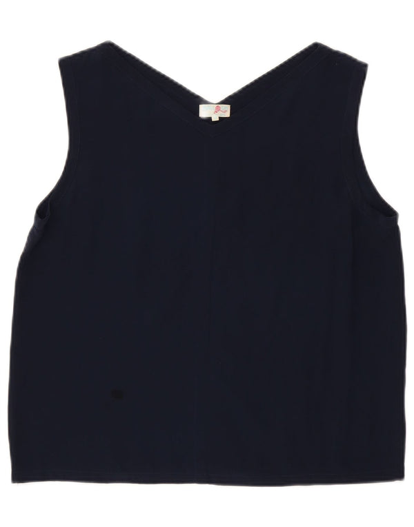 Ball On Dame Vest Top UK 10 Small Navy Blue Silk