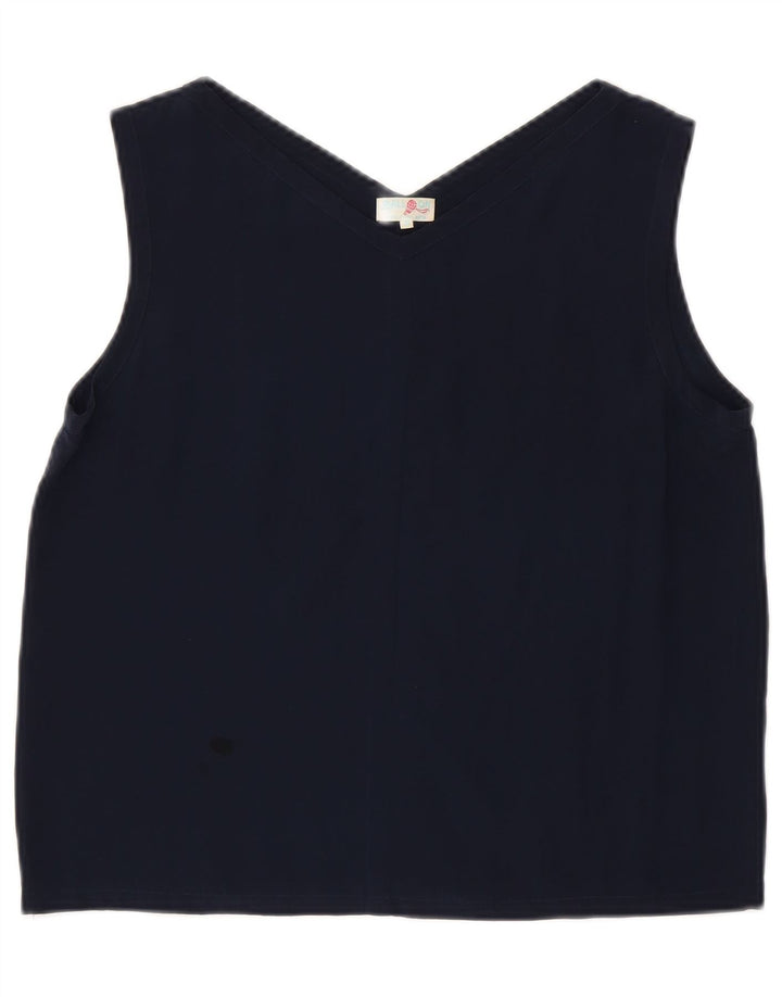 Ball On Dame Vest Top UK 10 Small Navy Blue Silk