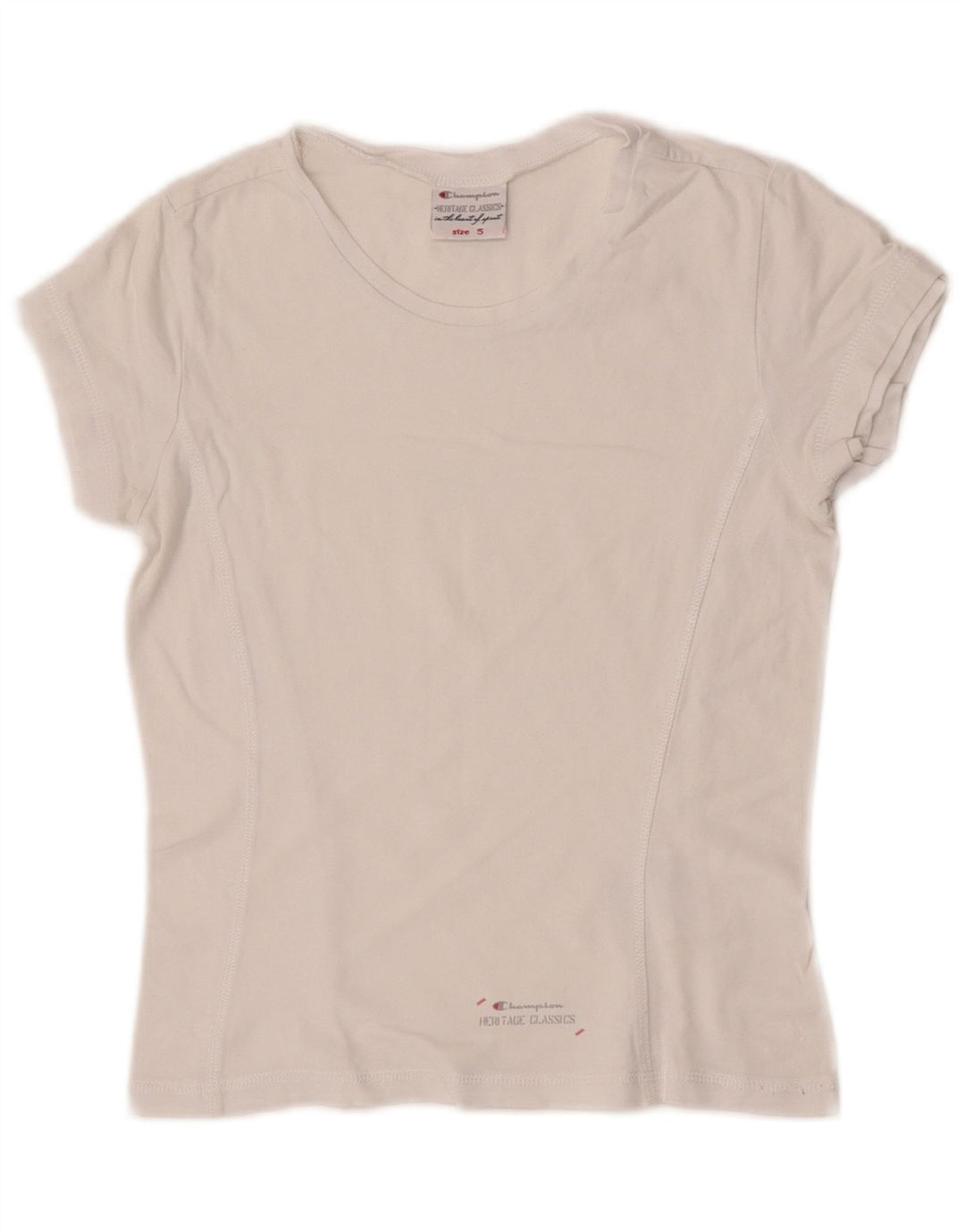 Champion Womens Heritage Classics Crop T-Shirt Top UK 8 Small White