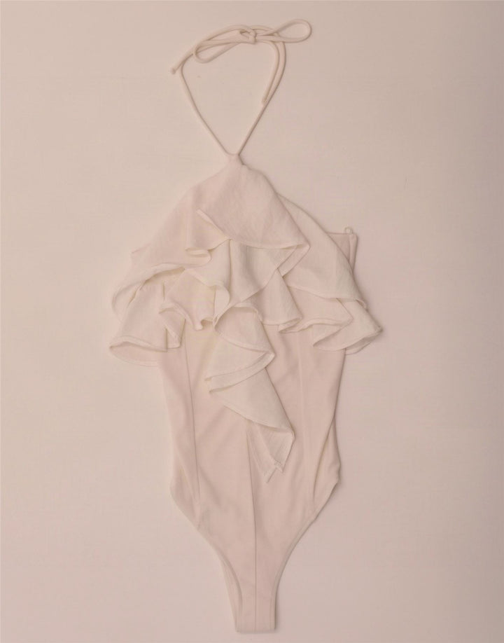 Zara Dame Ærmeløs Bodysuit UK 8 Small White