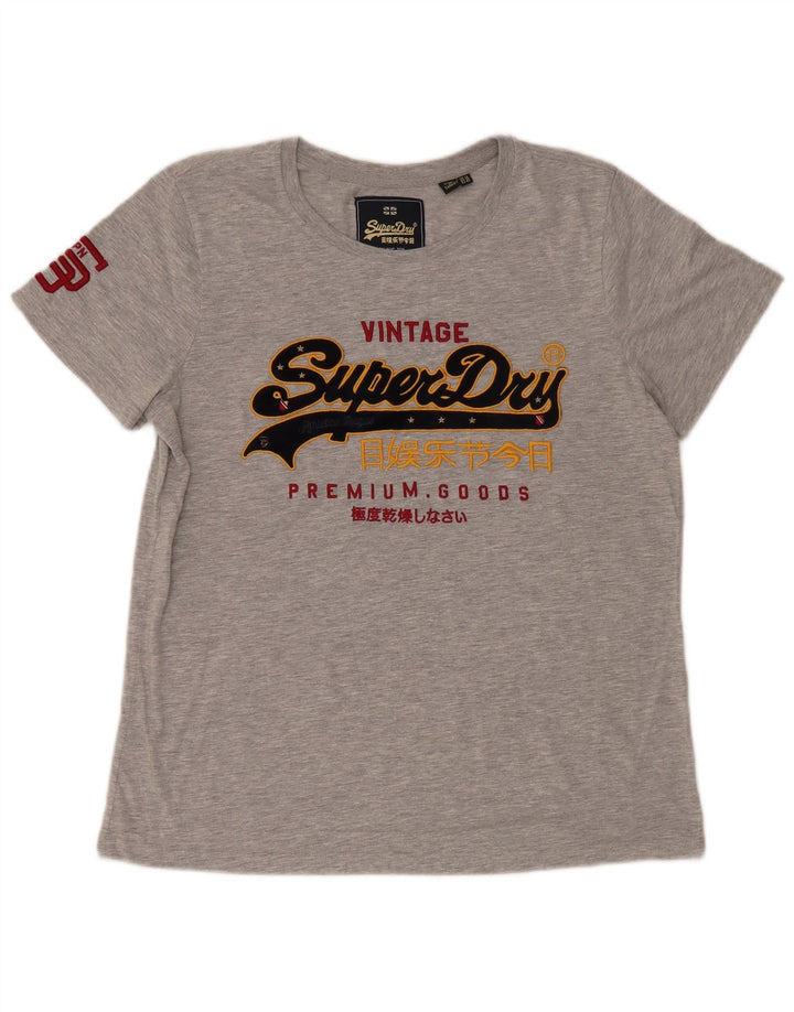 Superdry Grafisk T-shirttop til kvinder UK 14 Stor Grå