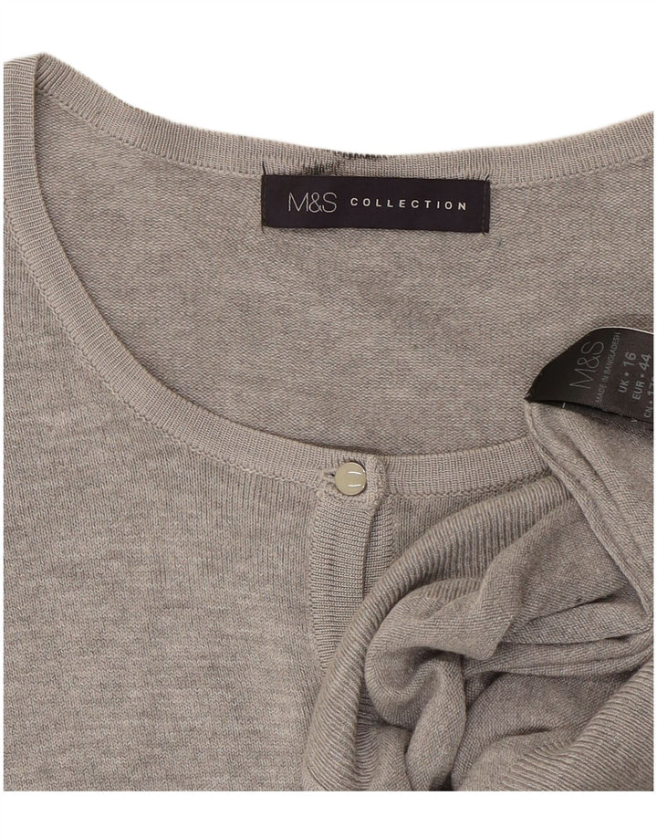 Marks & Spencer Dame Cardigan Sweater UK 16 Large Grey Flecked Viscose