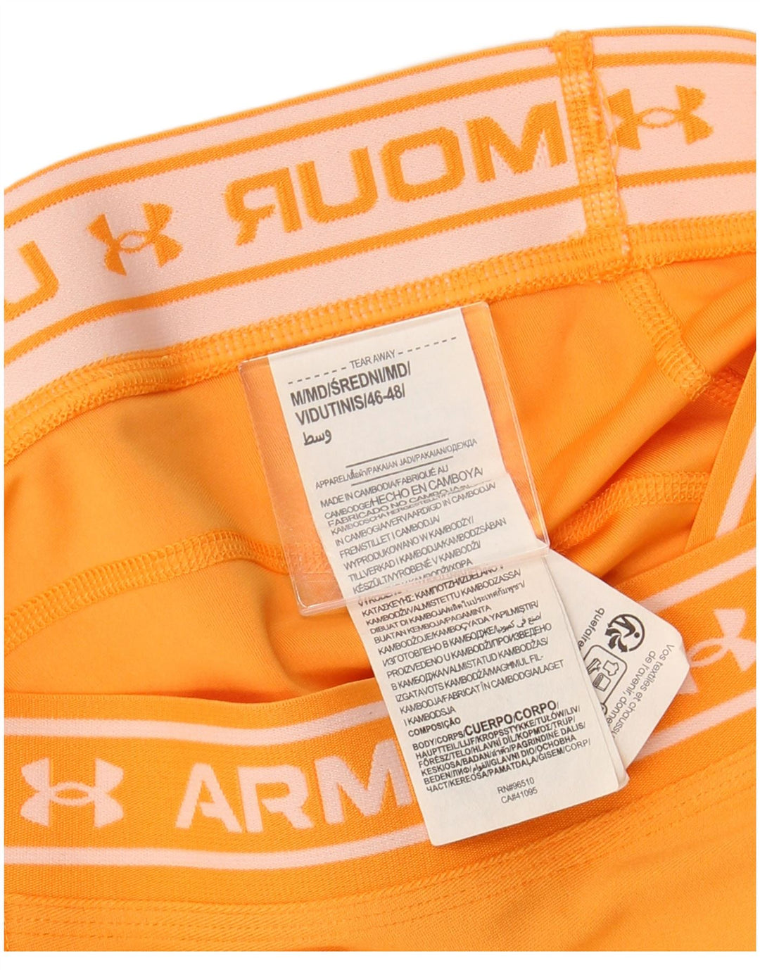UNDER ARMOUR Grafiske sportsshorts til kvinder UK 12 Medium Orange Polyester