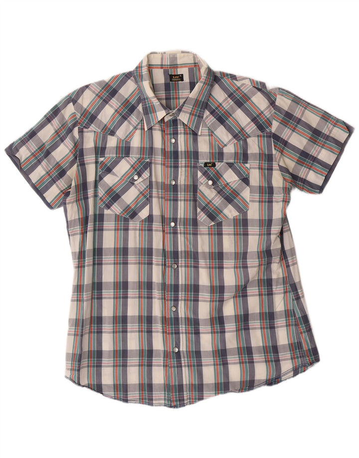 LEE Mens Short Sleeve Shirt XL Multicoloured Check Cotton