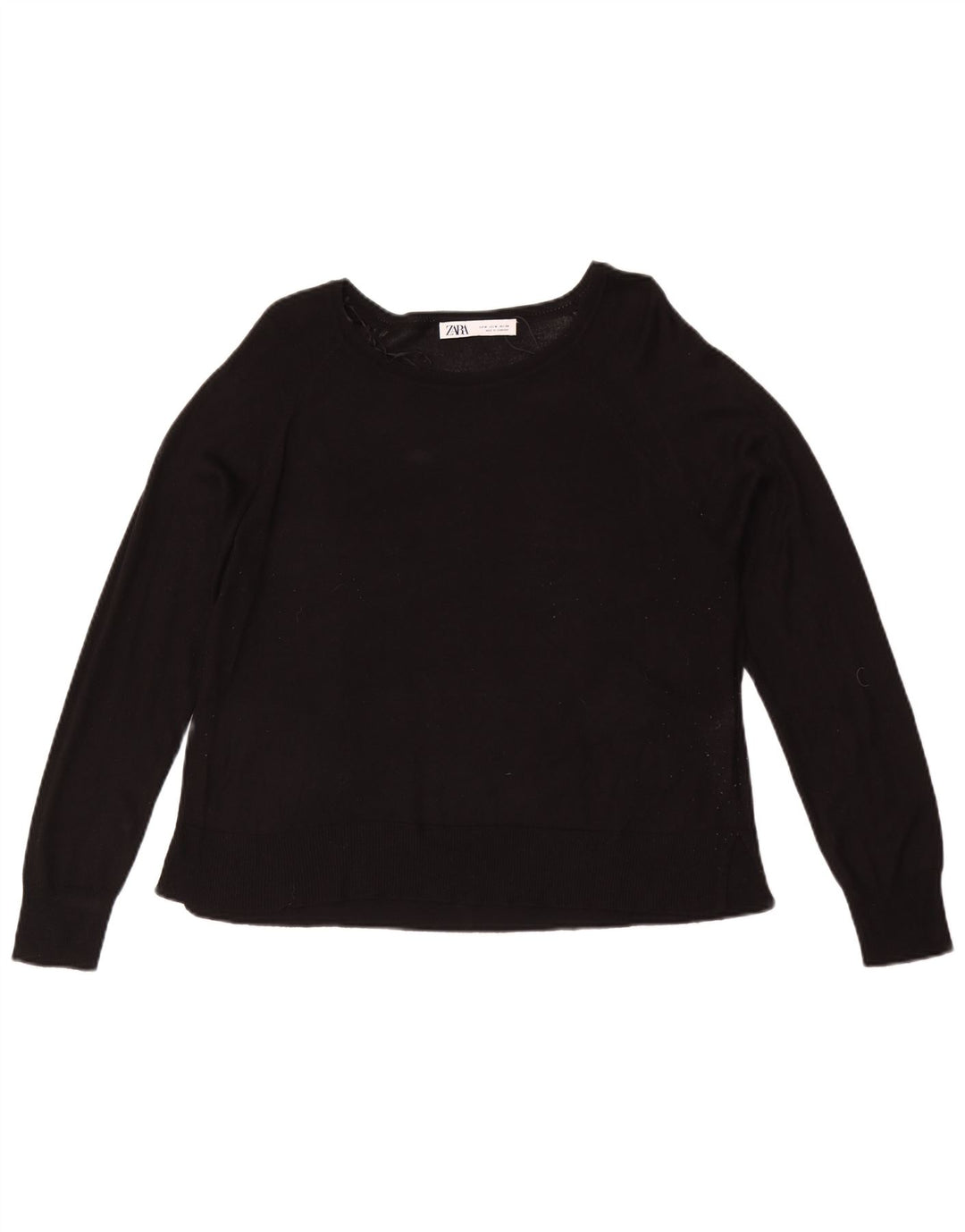 Zara Dame Boat Neck Jumper Sweater UK 14 Medium Black Viscose