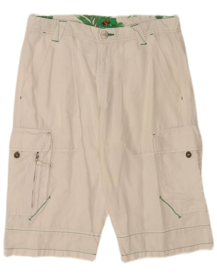 Energie Herre Cargo Shorts W31 Medium Hvid Linned