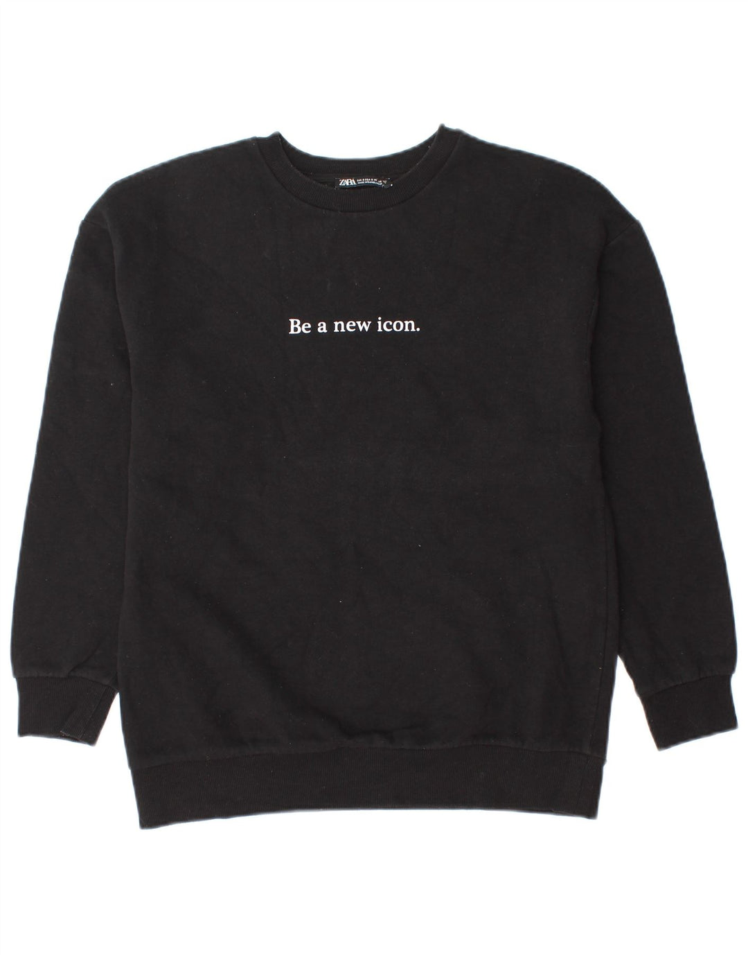 Zara Herre Grafisk Sweatshirt Jumper Lille sort bomuld