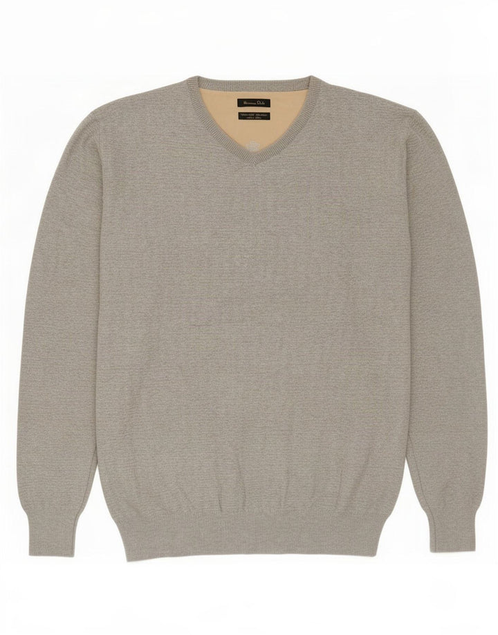 Massimo Dutti Herre V-hals sweater Medium Grå Bomuld