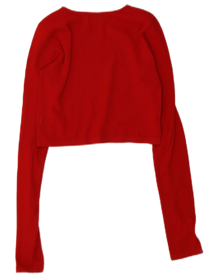 Zara Langærmet Crop Top UK 12 Medium Rød