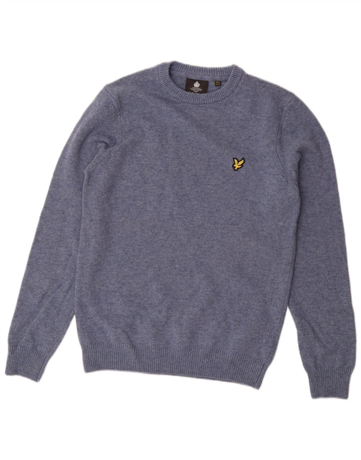 Lyle & Scott Herre sweater med rund hals XS blå uld