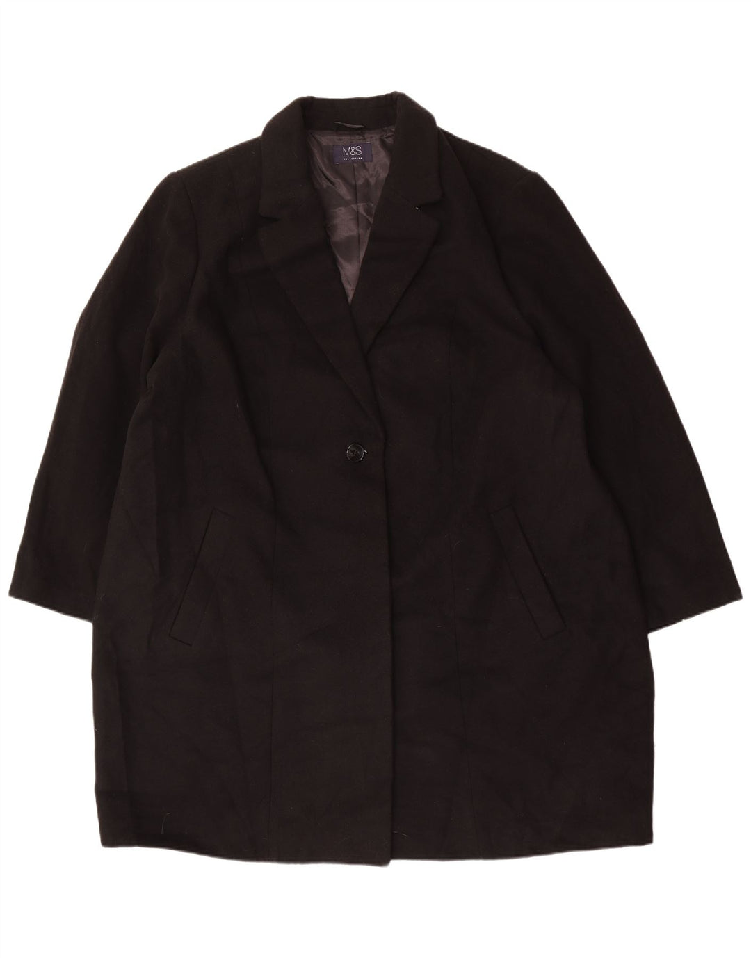 Marks & Spencer Dame Overfrakke UK 26 5XL Sort Polyester