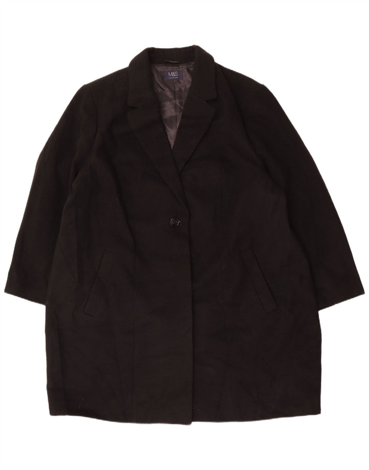 Marks & Spencer Dame Overfrakke UK 26 5XL Sort Polyester