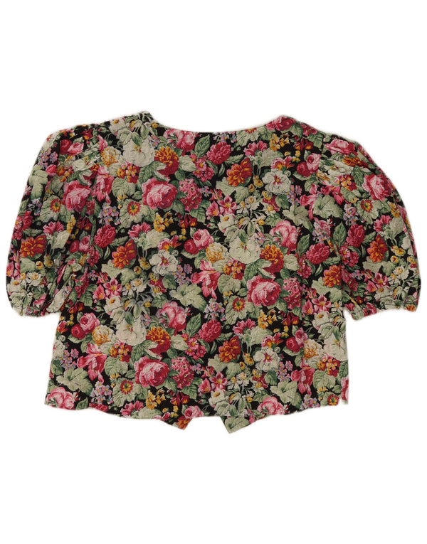 Meico Womens Crop kortærmet skjortebluse UK 18 XL Multicolored Floral