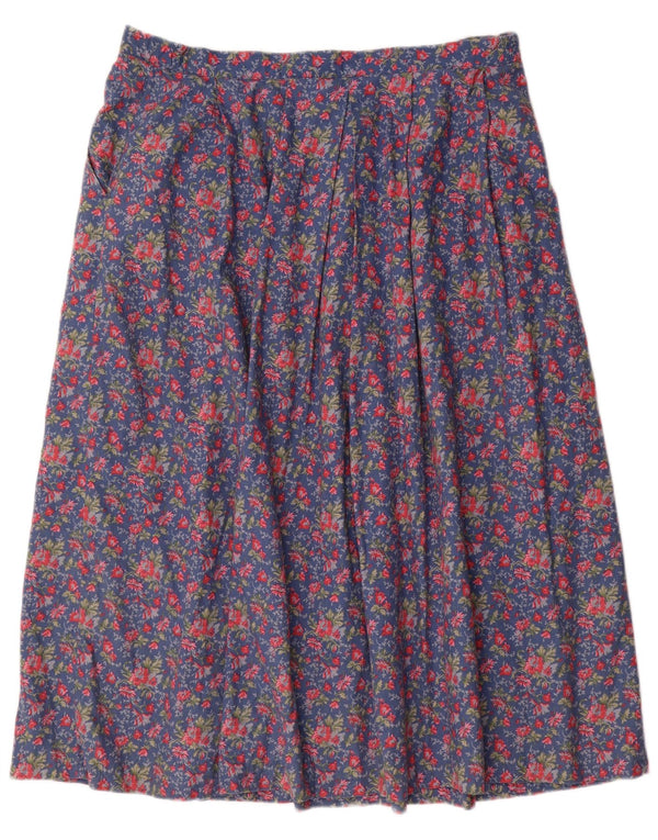 Country Collection Womens Flared Skirt UK 18 XL W34 Blue Floral Cotton
