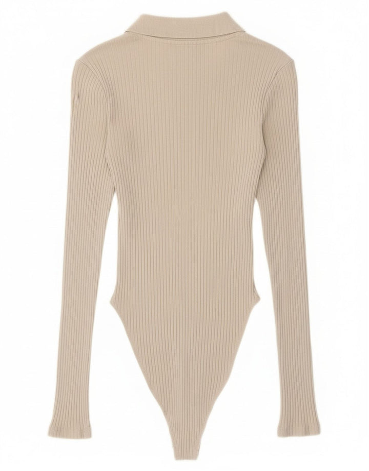 Zara langærmet bodysuit til kvinder UK 8 Lille beige bomuld