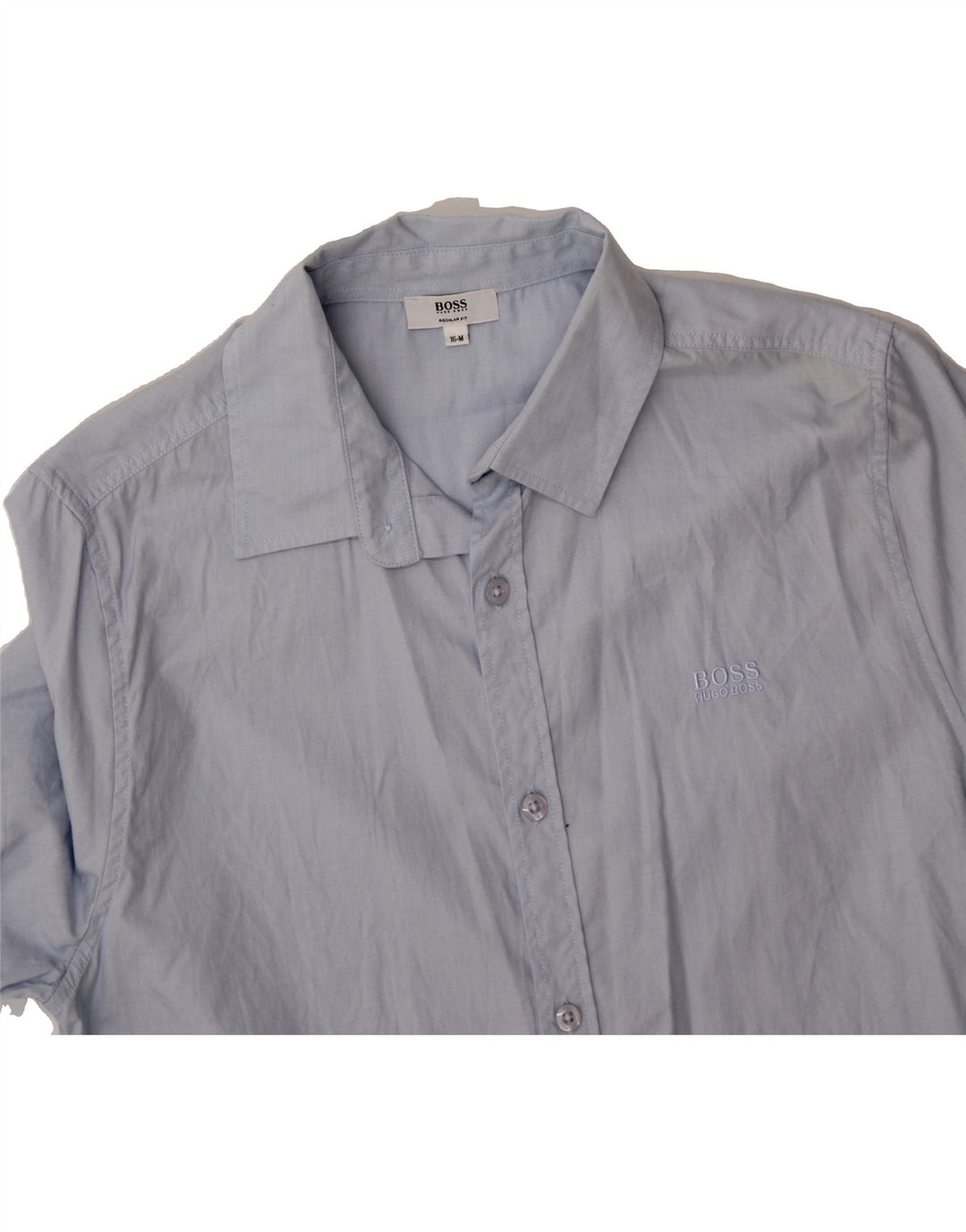 HUGO BOSS Boys Regular Fit Shirt 15-16 Years Medium Blue Cotton Vintage Hugo Boss and Second-Hand Hugo Boss from Messina Hembry 