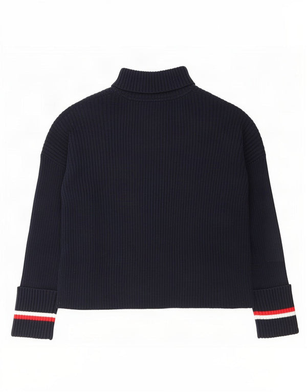 Tommy Hilfiger Dame Roll Neck Jumper Sweater UK 10 Small Navy Blue