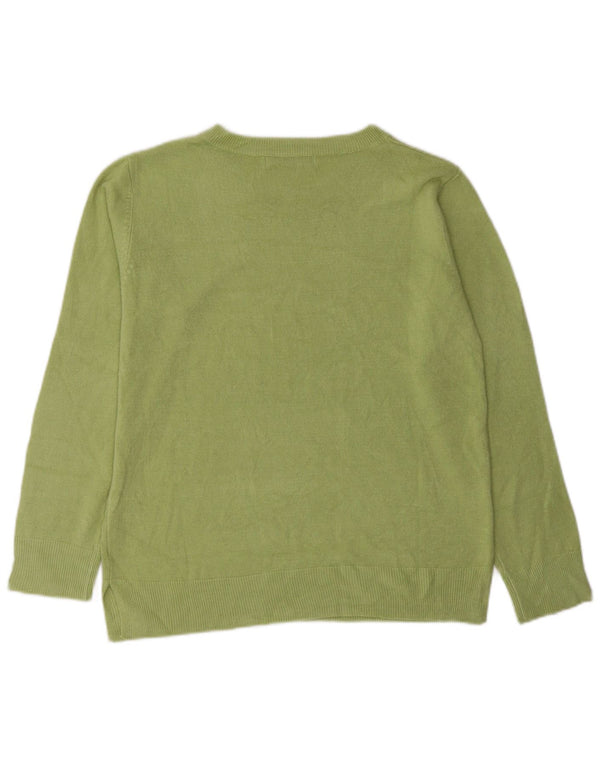 Marks & Spencer Dame Boat Neck Jumper Sweater UK 12 Medium Grøn Akryl