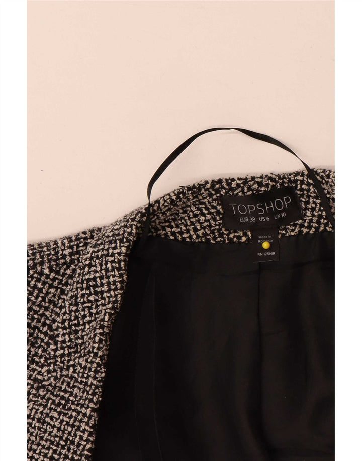 Topshop Womens Open Blazer Jacket UK 10 Small Black Ternet Bomuld
