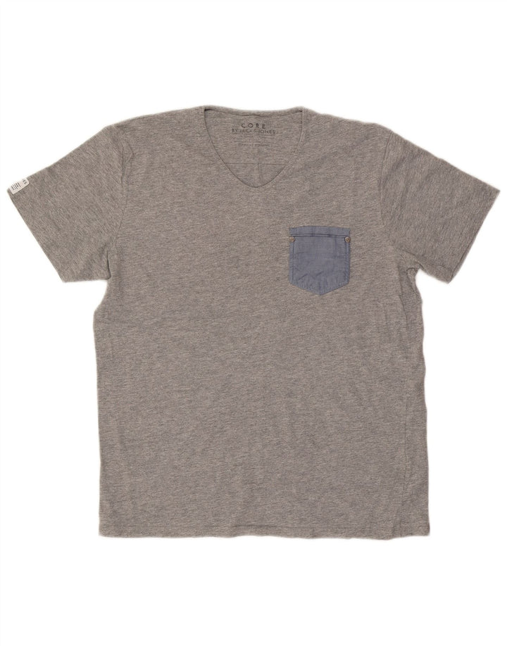 Jack & Jones Herre T-Shirt Top XL Grå Flecked
