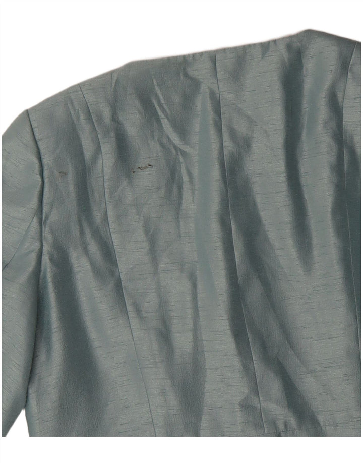 Jacques Vert Dame 3/4-ærmet Crop Blazer Jacket UK 16 Large Blue Viscose