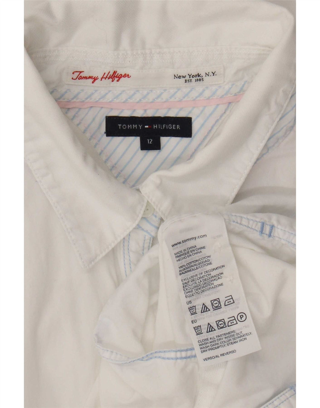 Tommy Hilfiger Dameskjorte US 12 Stor hvid bomuld