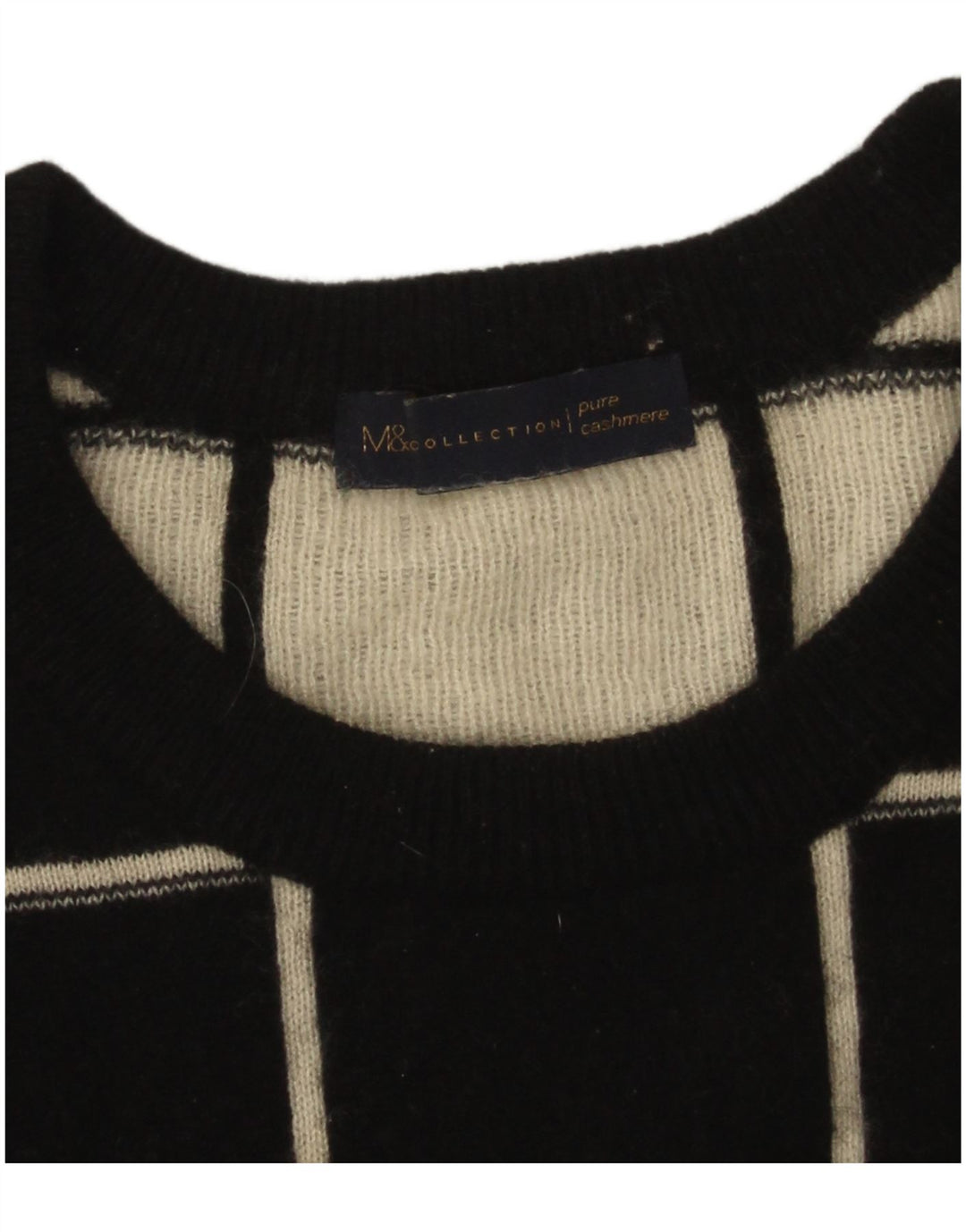 Marks & Spencer Dame Boat Neck Jumper Sweater UK 14 Large Black Check