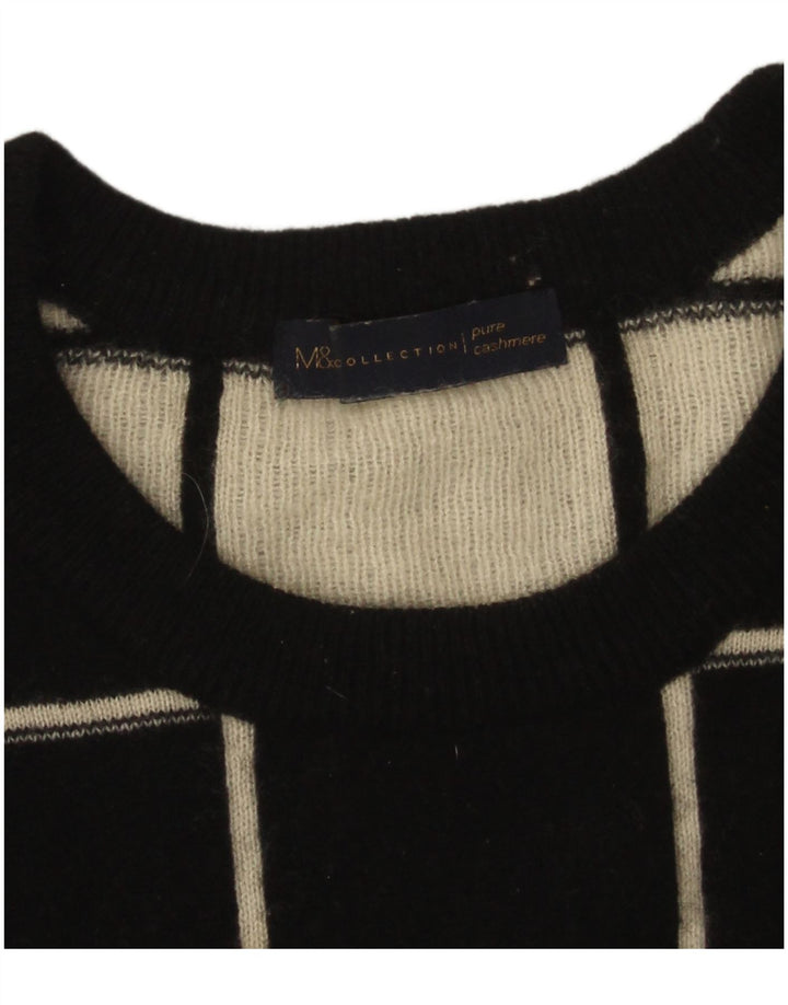 Marks & Spencer Dame Boat Neck Jumper Sweater UK 14 Large Black Check