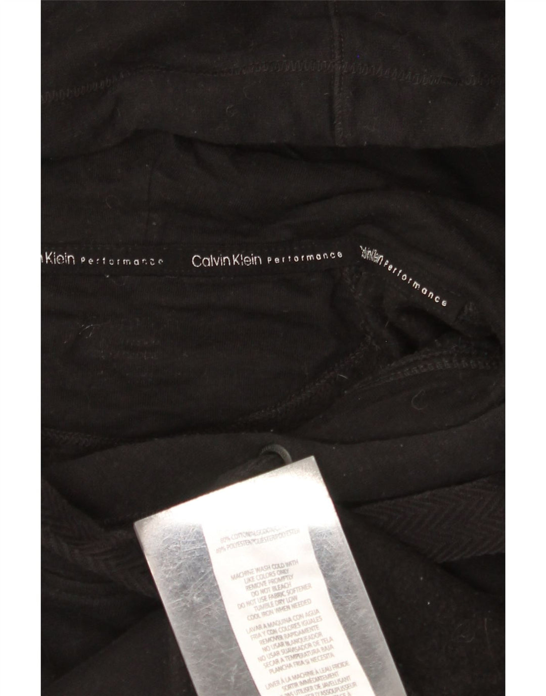 CALVIN KLEIN Oversized grafisk hættetrøje til kvinder UK 18 XL sort bomuld