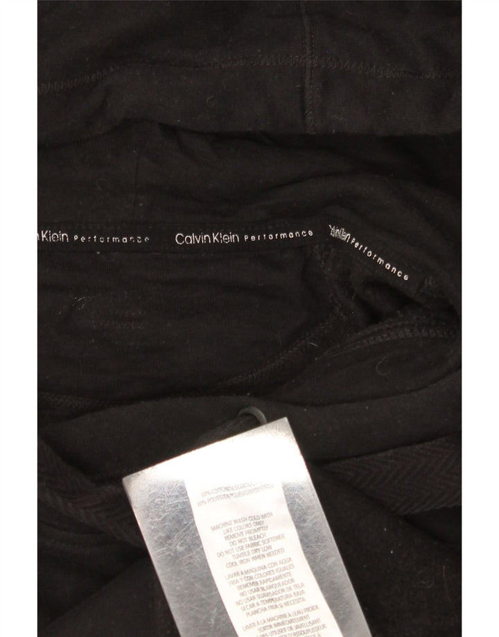 CALVIN KLEIN Oversized grafisk hættetrøje til kvinder UK 18 XL sort bomuld