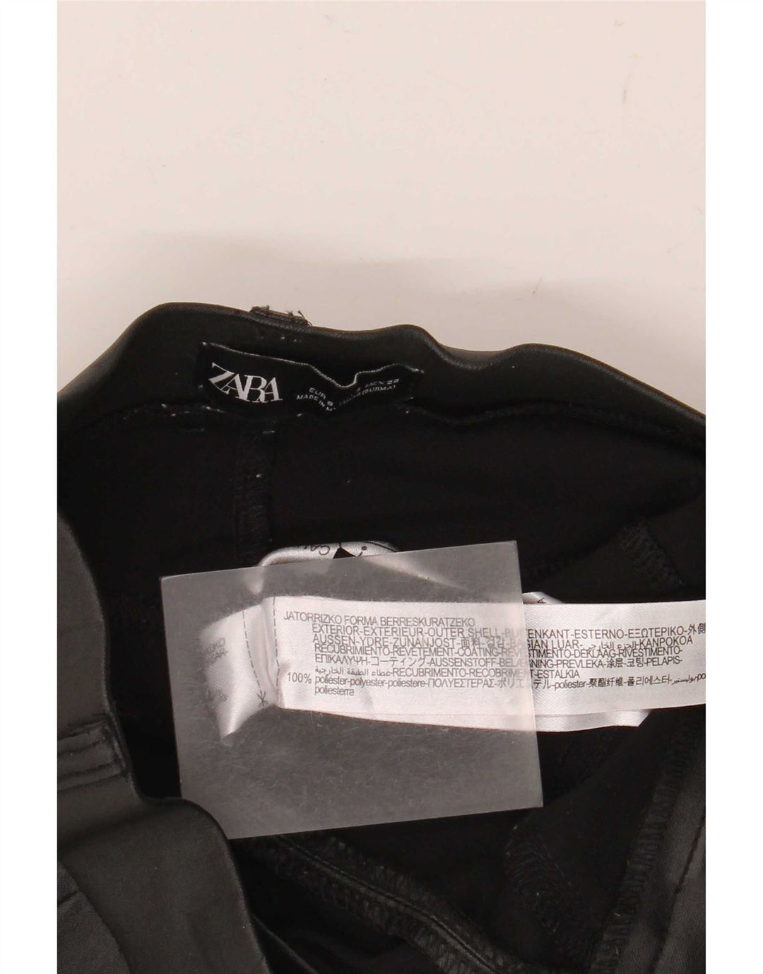 Zara Dame imiteret læder Leggings Small W26 L30 sort polyester