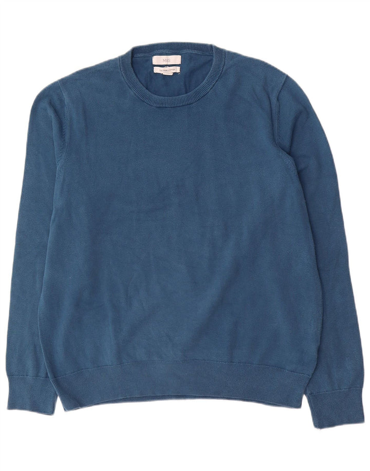 Marks & Spencer Herre sweater med rund hals, stor blå bomuld