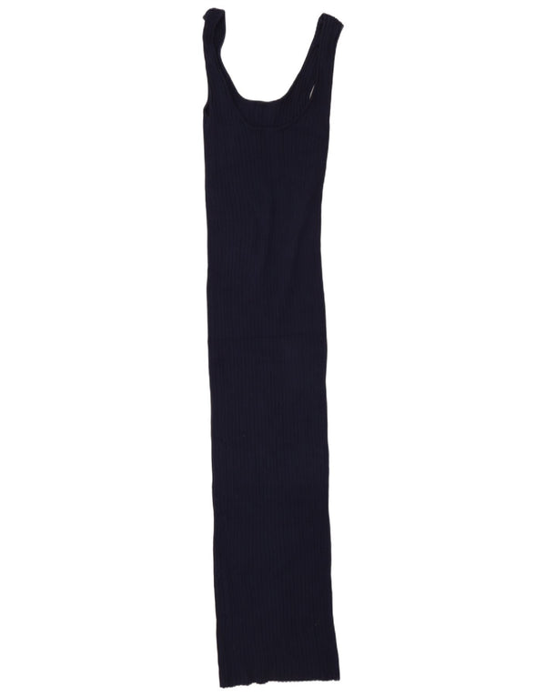 Zara Dame ærmeløs Maxi Jumper Kjole UK 8 Small Navy Blue