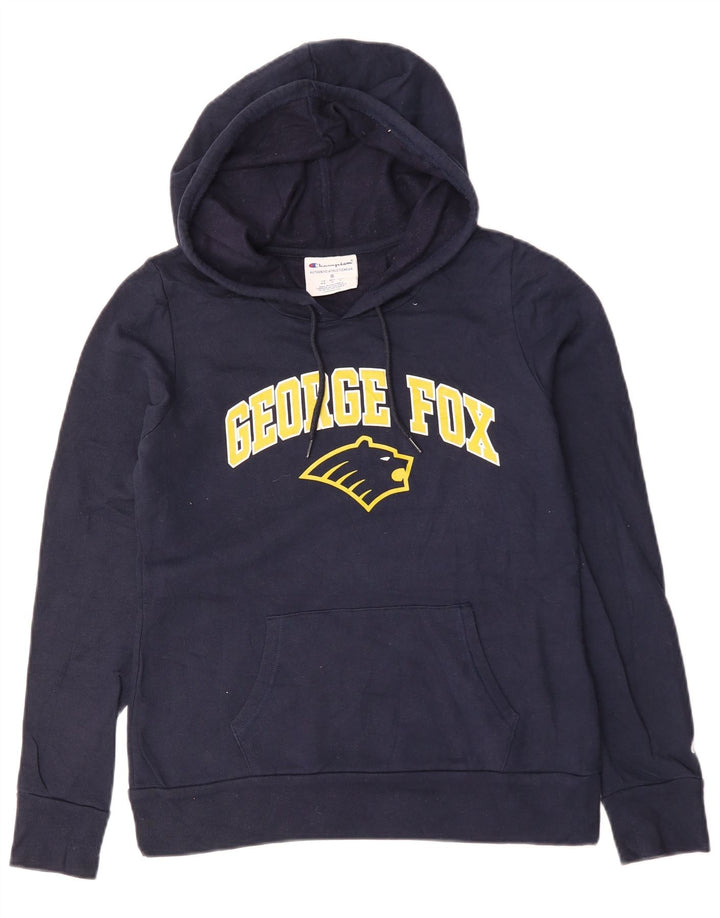 Champion Dame George Fox University Hoodie Jumper UK 14 Medium Navy Blue