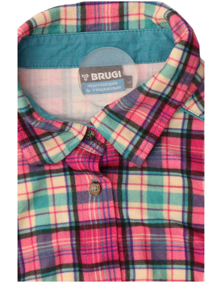 BRUGI Dame Flanell Shirt UK 14 Large Pink Check