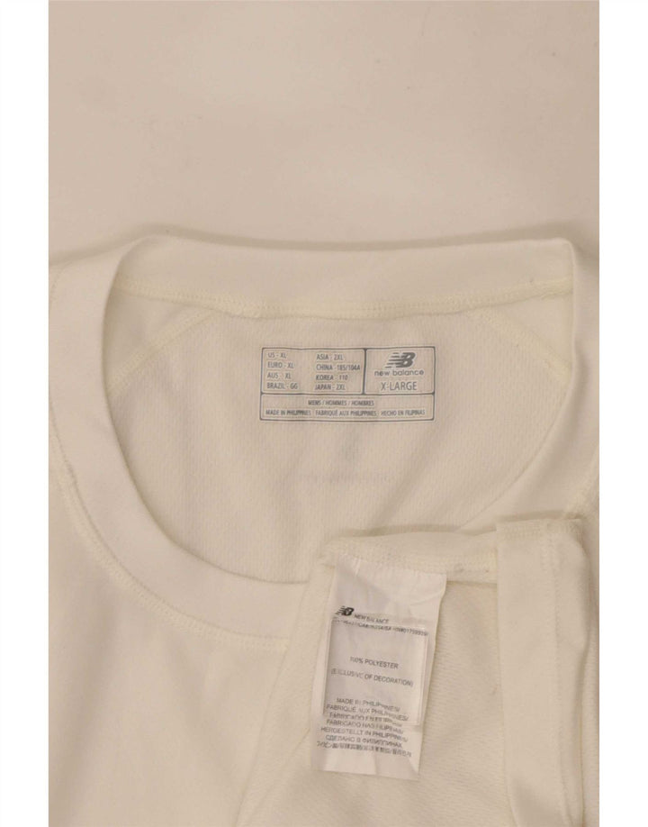 New Balance Herre T-Shirt Top XL Hvid Colourblock Polyester