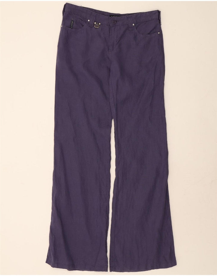 ARMANI Womens Bootcut Casual Trousers W28 L35 Purple Linen Vintage Armani and Second-Hand Armani from Messina Hembry 