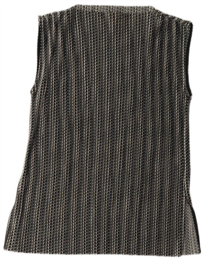 Cos Dame ærmeløs bluse Top UK 14 Medium Sort Geometrisk Polyester