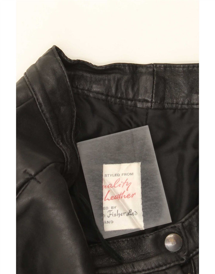 Vintage lædernederdel til kvinder W28 Medium Black